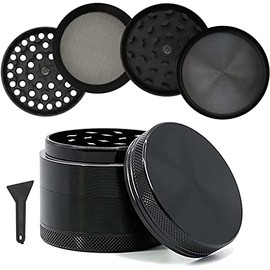 TXG Moledor de Especias Metálico, 40mm de Diametro Grinder Moledor de Especias, Molino de Cacao en Grano con Filtro, Triturador de Duradero Aleación de Zinc (Plateado Oscuro)