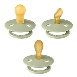 BIBS Chuponess Try-it Colour Pack de 3, Tetina de látex natural de formas variadas, Talle 1, Color Sage, 0 a 6 meses, Hecho en Dinamarca