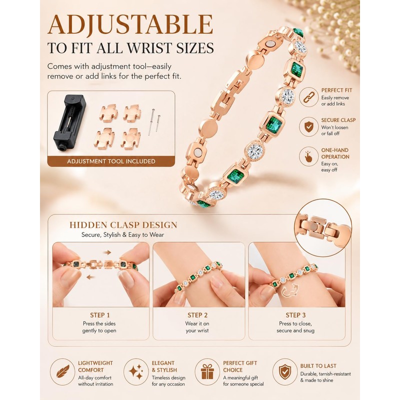 Magnetic Bracelet for Women, Ultra Strength Magnetic Bracelet Therapy Bracelet