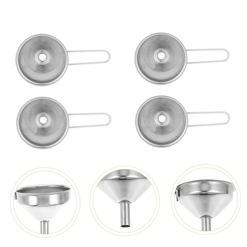 Zerodeko 4Pcs Stainless Steel Mini Funnel Liquid Funnel for Kitchen