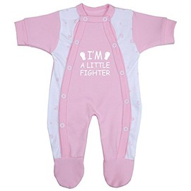 BabyPrem Premature Baby Little Fighter Sleepsuit 3.5-5.5lb Pink 38-44cm