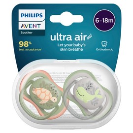Avent Ultra Air Soother Deco 6-18 Months X 2 (Assorted Designs/Colours)