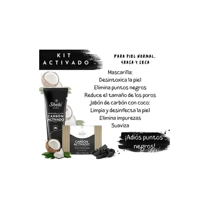 3 Kit Mascarilla & Jabón Carbón Activado / Puntos Negros
