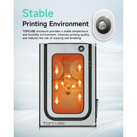 TOPCUBE 3D Printer Enclosure for Bambu Lab A1 Combo, Stainless Steel Frame Enclosure with LED Light for AMS Lite Top Mounting, Fireproof Dustproof Noise Reduction Constant Temperature 3D Printer Cover