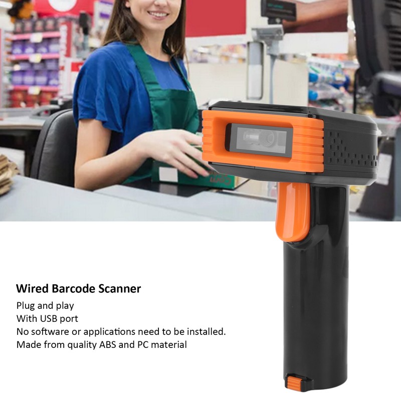 Wired Barcode Scanner Plug and Play USB Port Support 1D