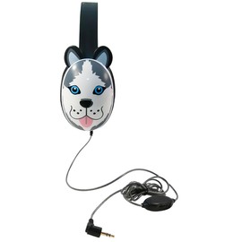 2810-HUS Listening First Headphones, Husky Motif; Adjustable and Flexible Headband; Slotted Baffles in Ear Cups; 3.5mm Plug; 5.5-Foot Attached Cord; Inline Volume Control