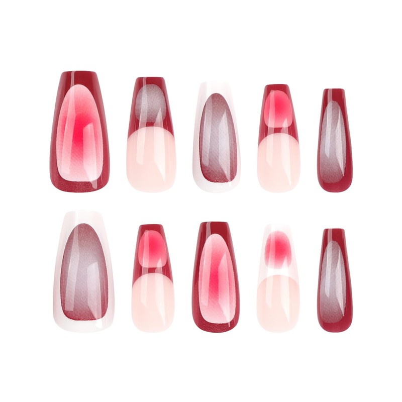 Kaichen Press On Nails - Red Gradient Medium Square Nails