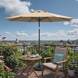 Sannwsg 9 ft Patio Umbrellas, Table Umbrella with Fiberglass Ribs, Outdoor Umbrella with Push Button Tilt/Crank, Market Umbrellas, Porch Umbrela for Backyard, Deck, Garden, Pool