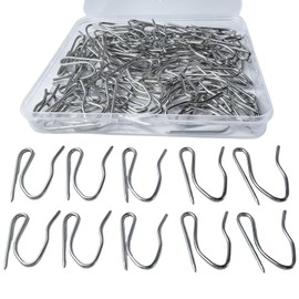 100 Pack Curtain Hooks, Rustproof Stainless Steel Heavy-Duty Offset Pin-On Drapery Decorative Hooks for Window Curtain, Shower Curtain, Door Curtain & Valances (Silver)