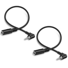 J&D 2.5mm Male to 3.5mm Female Stereo Audio Cable 90 Degree Angle Gold Plated Compatible with Radios, Headphones, Recorders, Cameras, 0.2 Meter
