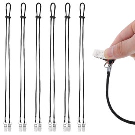 Xelsluthe 6PCS Black Adjustable Napkin Clip with Neck Chains, Dental Bib Clips 18.89 Inches Bib Holder for Dental Clinic Dentists Elderly Adult