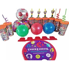 CEC Entertainment Chuck E Cheese Fun Complete Party Set- 25 New Cups, Balls, Plates & Weights 2023