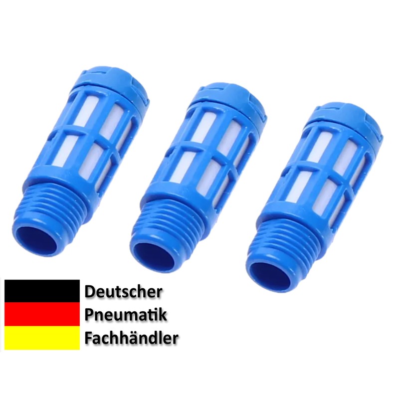 Pneumatic Silencer 1/4 Inch Plastic Set of 3 Industrial Quality