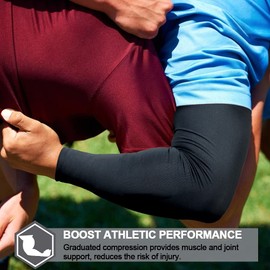 beister 1 Pair Compression Cooling Athletic Arm Sleeve for Women and Men, Breathable Sports Arm Elbow Sleeve for Basketball, Running, Cycling, Outdoors, Arthritis and Lymphedema