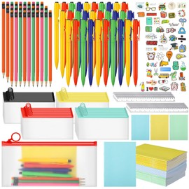 Watersay 200 Pcs Back to School Gifts Supplies Set Bulk Include Pencil Case Notepads Pencils Ballpoint Pen Sticker Ruler Gift Bag for Kids First Day of School Office Party Favors