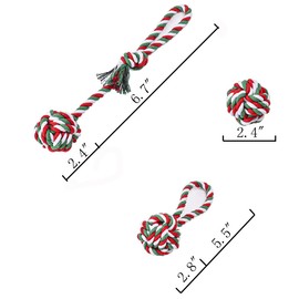 Nlmskzzy Chew Toys for Small and Medium Dogs - Teeth Cleaning, Gum Massage, Boredom Relief - Christmas Ball Rope Toy Set of 4
