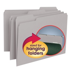 Smead Interior File Folder, 1/3-Cut Tab, Letter Size, Gray, 100 per Box (10251)