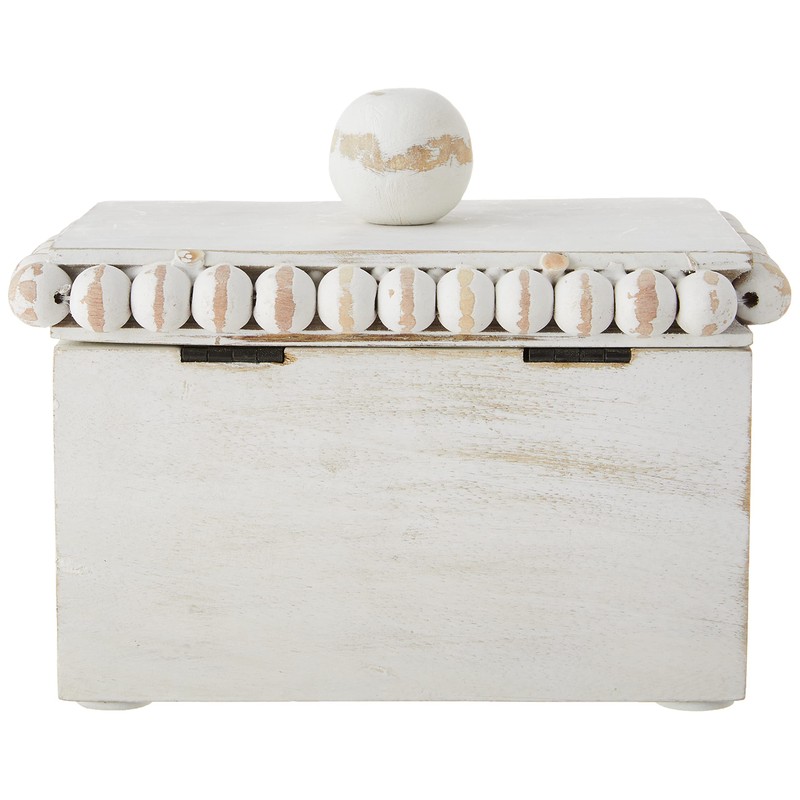 White Beaded Recipe Box
