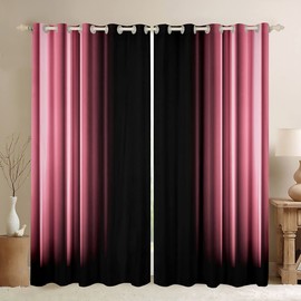Feelyou Abstract Ombre Window Curtains for Bedroom Living Room Kids Teens Pink and Black Decor Window Drapes Treatments 38W X 45L,2 Panels