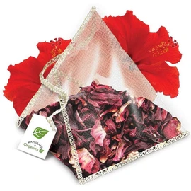 Organic Hibiscus Tea in Tea Bags, Premium USDA certified Organic Hibiscus Flowers in Bio-degradable Tea Bags For All Known Benefits of Hibiscus, Caffeine Free Autopha Detox, Box Of 24 Pyramid Tea Bags