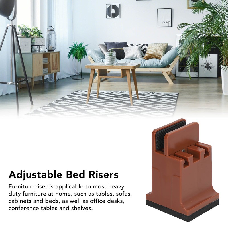 4pcs Adjustable Furniture Risers with Screw Clamp Rubber Bed Couch