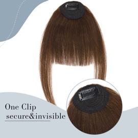 Clip in Fringe Extension Air Bangs With Temples Clip in Bangs 100% Remy Human Hair French Bangs Hairpieces #04 Medium Brown