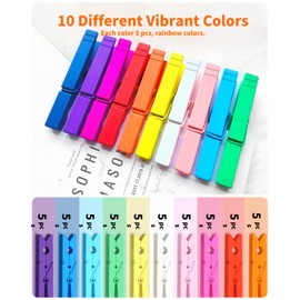 Clothes Pins, Wooden Clothespins with Strong Spring, 3.3 inch 50 Pack, Colored Cheer Pins for Bags Photo Crafts Hanging Small Clips Laundry Wood Pegs Clothing Clothesline Close Pin Drying