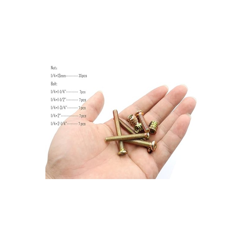 LBY 35 Sets Threaded Insert Nuts and Bolt Assortment Kit,