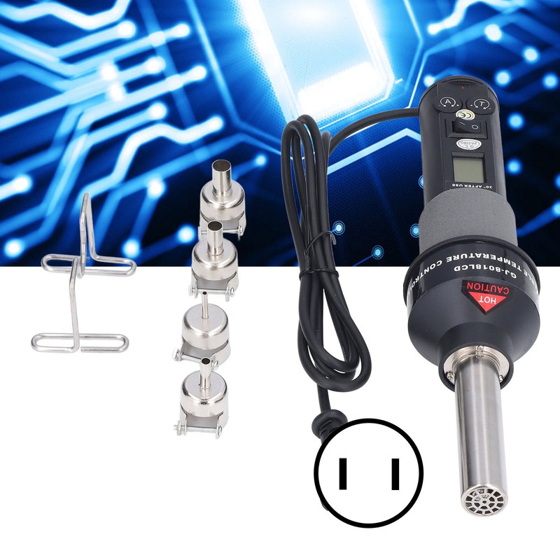 6Pcs Hot Air Gun LCD Digital Display Adjustable Portable Heating