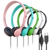 5 Pack Bulk Wired Headphones, Leather, USB-C, On-Ear, Volume Control,