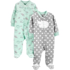 Simple Joys by Carter's - Juego de 2 unidades, unisex, forro polar para dormir y jugar, color verde menta/gris, elefante, recién nacido
