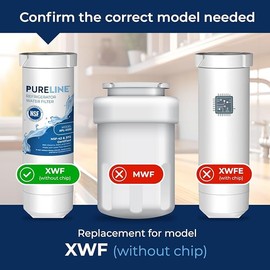 Pureline Replacement for GE XWF Refrigerator Water Filter, (NOT XWFE) Replaces Refrigerator Models Starting with GBE21, GDE21, GDE25, GFE24, GFE26, GNE20 - (3 Pack)