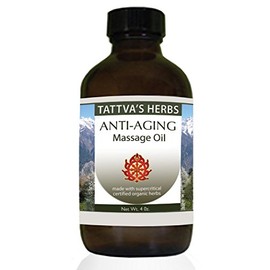 Tattva's Herbs Anti Aging Massage Oil, Anti Aging Serum, Massage Oil for Massage Therapy, Anti Aging Face and Body Oil, Face Oil for Women and Men, 4 oz, 25 Years of Premium Service