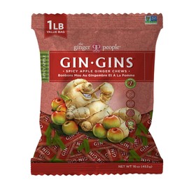 GIN GINS Spicy Apple Ginger Chews – Natural Fresh Ginger Candy by The Ginger People – Individually Wrapped Healthy Candy – Spicy Apple Ginger Flavor – Large 1 lb Bag (16oz) – Pack of 1