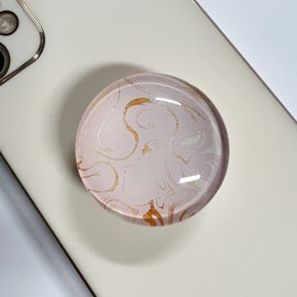 WUYULB Clear Glitter Rose Gold Pink Marble Design Expandible Collapsible Mobile Phone Grip Cell Phone Stand Holder for Smartphones Cellphone Accessory