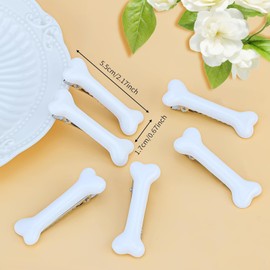 6PCS Skull Bone Hair Clips - Goth Emo Hair Pins - Plastic Alligator Barrettes - Cosplay Costume Accessories for Women Girls (White)