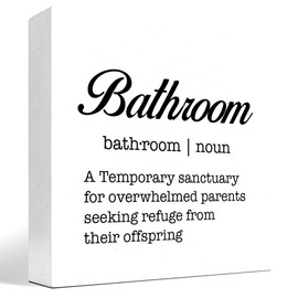 z-crange Bathroom Noun Definition Wood Box Sign Desk Decor Sign, Funny Bathroom Wooden Box Block Sign for Home Toilet Shelf Table Decor Decorations