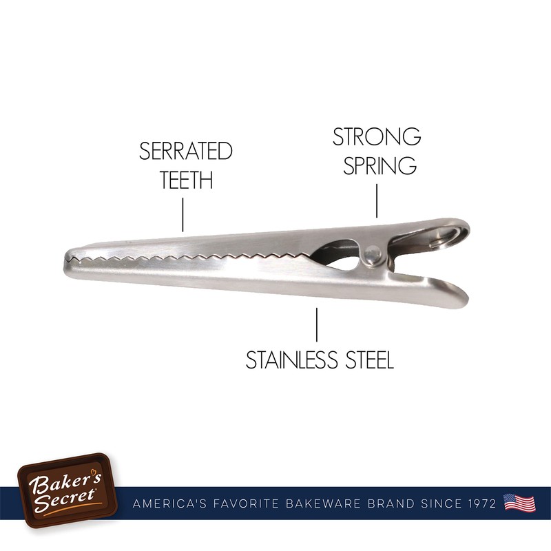 Baker's Secret - 4pcs Stainless Steel Bag Clip Set, Heavy