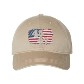 One Size Khaki Dad American Flag 45 47 USA Patriotic Embroidered Hat