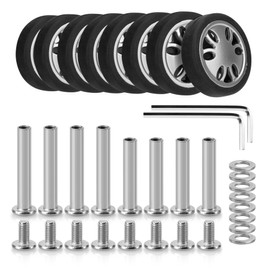 Domiella 8Pcs Luggage Replacement Wheels OD 50mm, 360 Degree Rubber Spinner Swivel Casters, Wear-Resistant Suitcase Trolley Wheels Repair Parts, DLA4