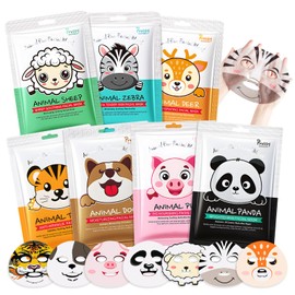 Cloth Masks Face, 7-Piece Face Mask, Cloth Mask, Face Mask, Children, Hydrating Face Mask Set with Animal Motif, Face Masks & Face Treatments for Soothing and Nourishing for Girls