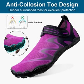 Women Men Water Sports Shoes Barefoot Beach Swimming Pool Shoes Quick Dry Aqua Socks Non-Slip Surf Diving Yoga Shoes, purple