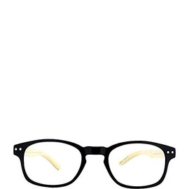 SAV Eyewear Bamboo 2550 Black Round Reading Glasses, 35 mm + 3