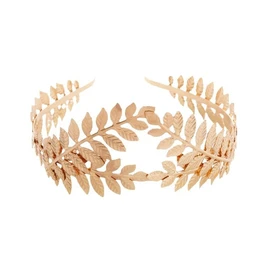 Women's elegant and fashionable leaf crown headband hair accessory (Golden, One size)