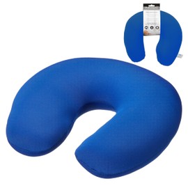 Cepewa Neck Pillow | PES Elastane Micro Bead Filling 28 x 25 x 10 cm Blue | Neck Support for Relaxing when Travelling (1 x Neck Pillow Blue)