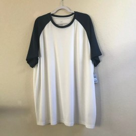George Mens White Short Sleeve Moisture Wicking Poly Raglan Tee Size 3XL (54-56)