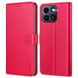 Ganbary Case Compatible with Honor 400 Smart, Premium PU Leather Flip Wallet Case for Honor 400 Smart [Full Protection] [Card Slots] [Kickstand], Red