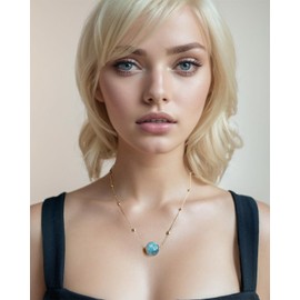 Wizock Simple 14mm Spiritual Round Crystal Pendant Necklaces for Women Trendy Gold Plated Necklace Adjustable 16+2 Inches (Moonstone)