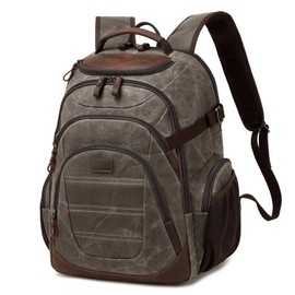 SHENHU Travel Laptop Backpack 17.3 inch XL Computer Backpack for Men Waxed Canvas College Daypack Business Backpack Green