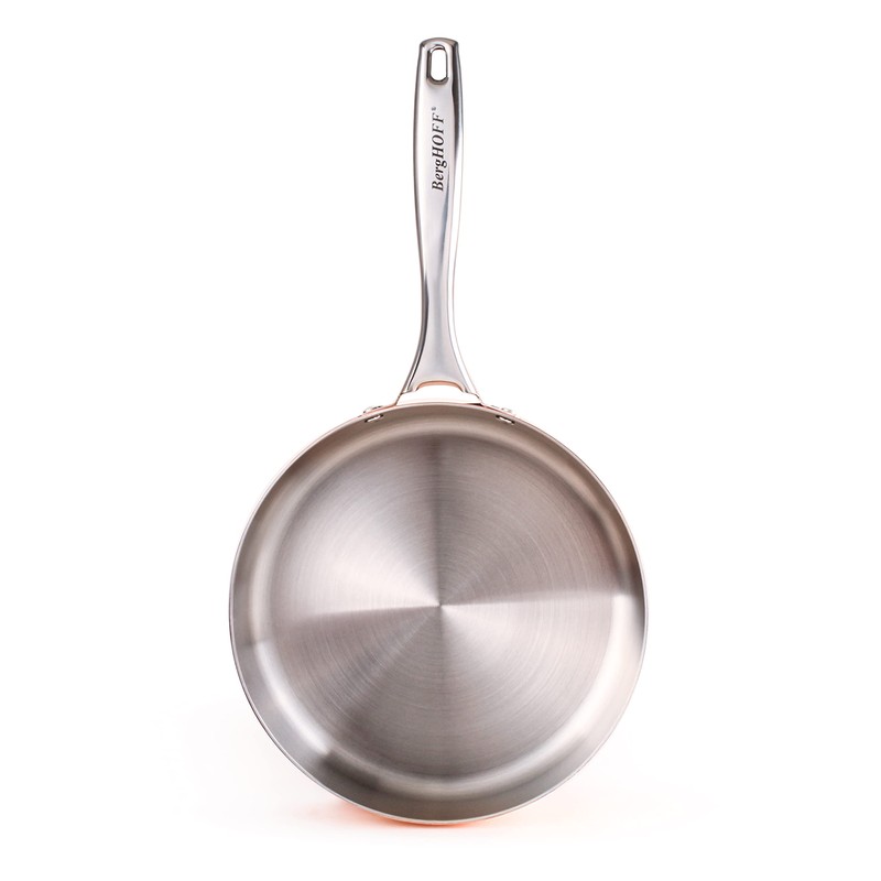 Berghoff Vintage Tri-Ply Copper 8in Deep Skillet, Hammered, Long Ergonomic